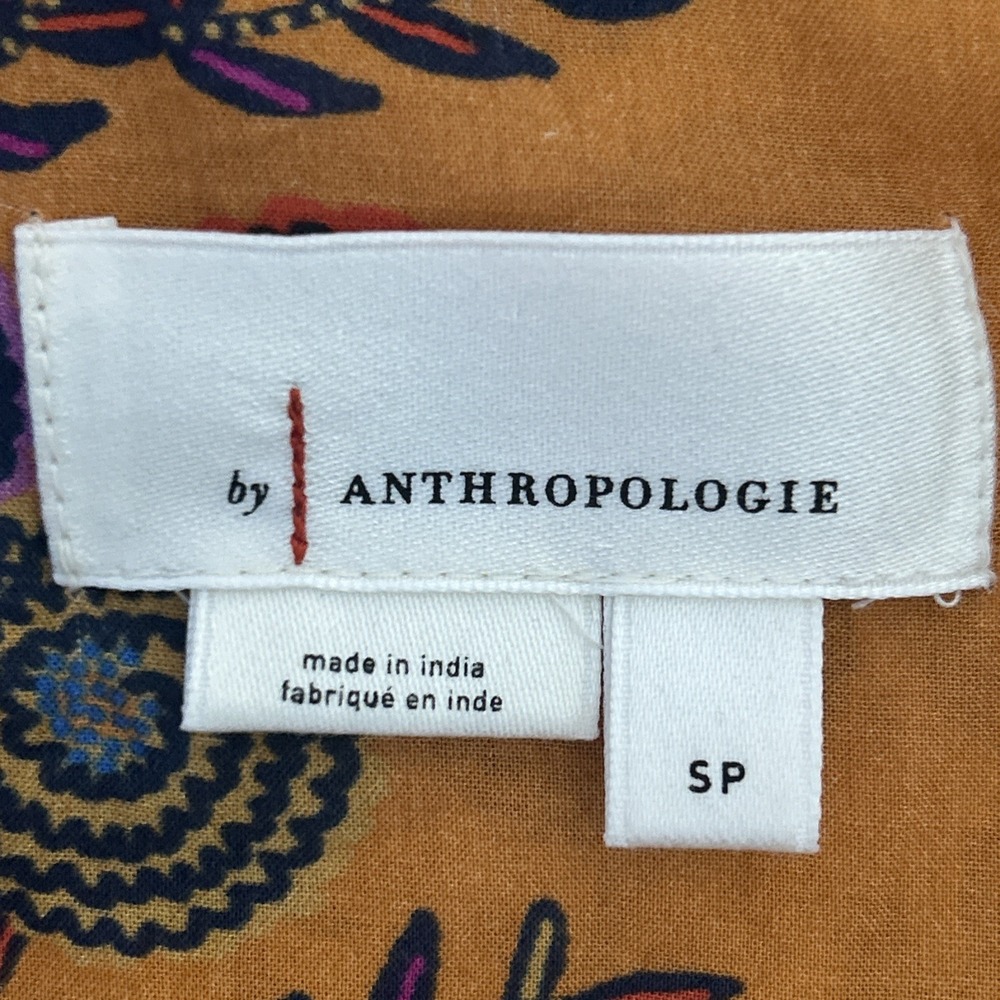 By Anthropologie Long Sleeve Patchwork Floral Button Shirt Multicolor Top Size S - Picture 5 of 9